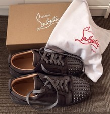 Christian Louboutin Louis Junior Spikes Herren Sneaker Wildleder Grau EU 44