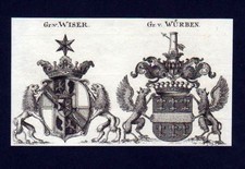 1780 - Counts v. Wiser v. Würben copperplate coat of arms