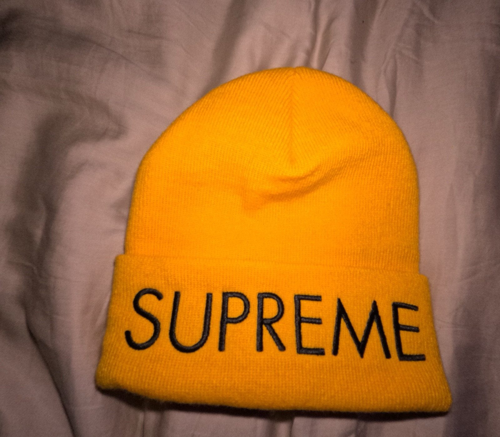 Supreme Capital Beanie Bright Gold Worn Once
