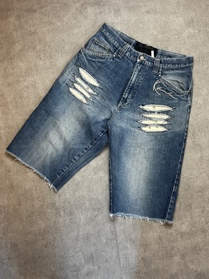 Karl Kani 90s Vintage Denim Shorts W31 W32 Jorts Baggy Ripped Bermuda Blue Y2K