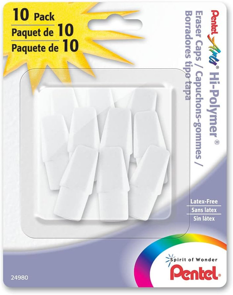 Arts Hi-Polymer White Cap Erasers, Pack of 10 (ZEH02PABP10)