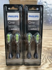 2 Packs Of 2 Philips One by Sonicare Replacement Brush Head Black BH1022/06