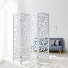 Divisorio divisorio bianco paravento legno divisorio privacy 4 pezzi Homestyle4u
