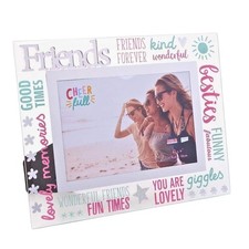 Image of Widdop & Co. Glass 3D Words Photo Frame 6 x 4 - Friends 6 x 4 inches, Silver