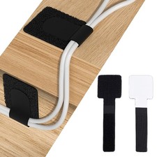 60 Pcs Hook and Loop Cable Ties Self Adhesive Cable Straps Sticky Cord Organizer
