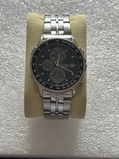 Accurist Chronograph Watch Men’s Black Dial Tachymeter WR50M Stainless Steel