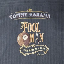 Tommy Bahama Men's Embroidered Silk Pool Man 8 Ball Billiards Shirt Size Large 