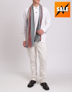 RRP €324 MISSONI Knitted Rectangle Scarf Multicolour Stripes Made in Italy