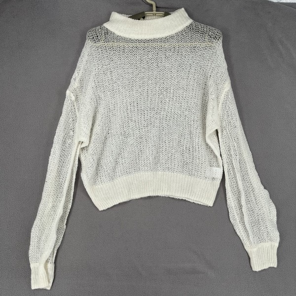 Bec & Bridge Jumper Womens 6 Ivory White Wool Mohair Cropped Mock Knit