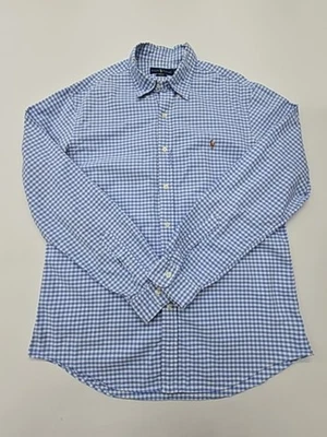 Ralph Lauren Herren XL Slim Fit Hemd mit Knopfleiste in Blau Weiß Gingham Vin... - Bild 1 von 4