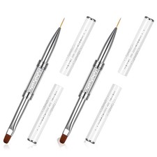 2-PCS Double-Ended Nail Builder Gel Brush, French Tip Liner Rhinestone Tool