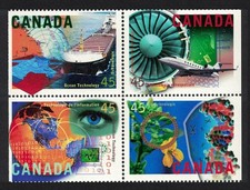 Canada Aircraft Boat High Technology Industries Bloque de 4 1996 MNH