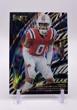 2025 Panini Select Christian Gonzalez Club Level Zebra Shock Prizm SSP Patriots