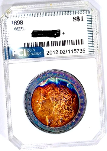1898-P Better Date  Gem BU DMPL Near Neon  Rainbow  Color Toned Morgan Dollar