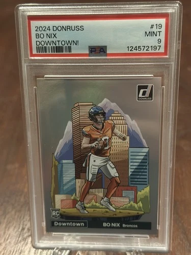 Bo Nix 2024 Donruss Downtown #19 Rookie Card PSA 9 Mint