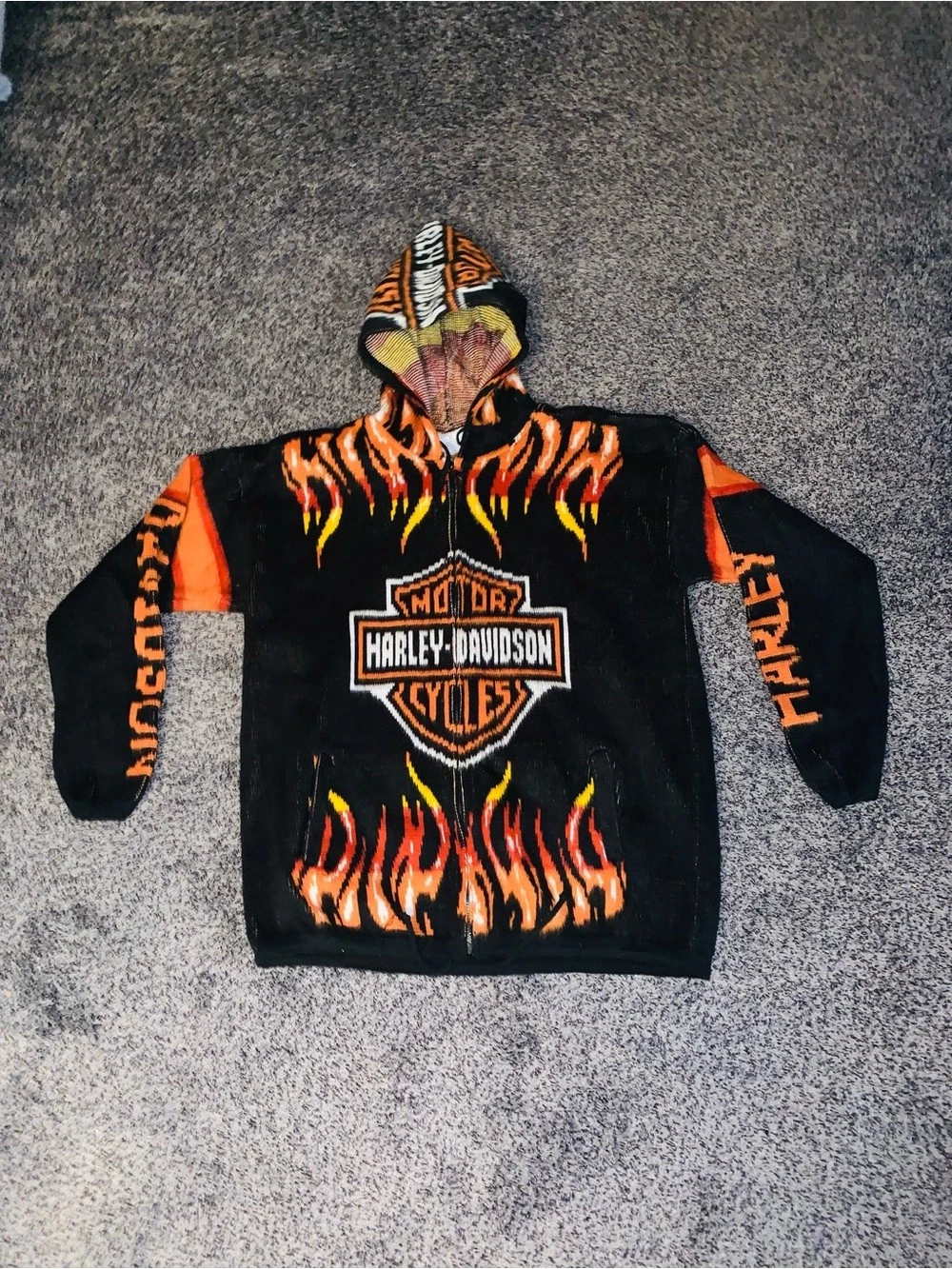 Reworked Vintage Harley Davidson Flame Hoodie/Jacket(Unisex,Never Worn Men’s image 10