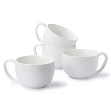 Sweese Porcelain Coffee Mug Set 4 - 22oz Large Soup Mug Tea Hot Chocolate White
