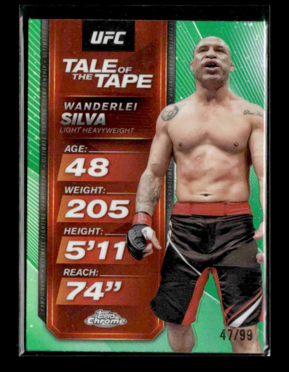 Wanderlei Silva 2025 Topps Chrome UFC Green 47/99 Tale of the Tape [don80