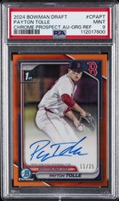 2024 BOWMAN DRAFT CHROME PRSPCT AUTOS ORANGE REFRACTOR PAYTON TOLLE 11/25 PSA 9