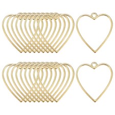20-Pack Open Bezels, Heart Shape Bezel Pendants for Resin Bright Gold 