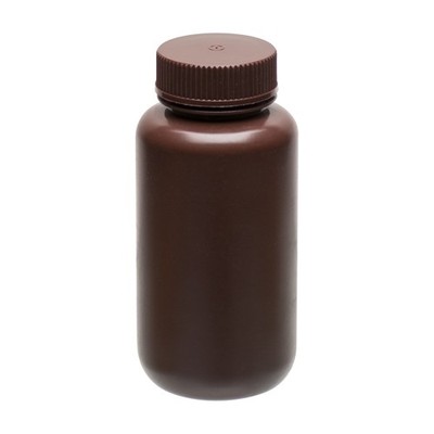 Reagent Bottle Amber 500mL - Wide Mouth with Screw Cap - HDPE Labs