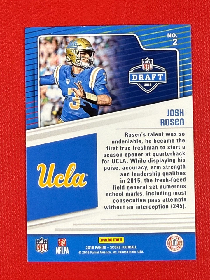 2018 Score Nfl Draft Josh Rosen #2 (RC) - Image 2 of 2