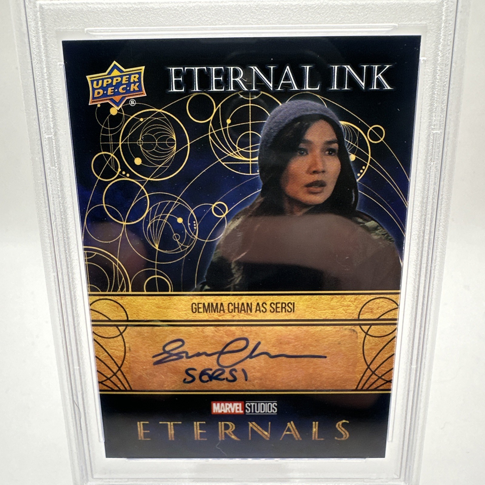 2023 Upper Deck Marvel Eternals #E12-GC - Gemma Chan as Sersi Eternal Ink Auto view 2