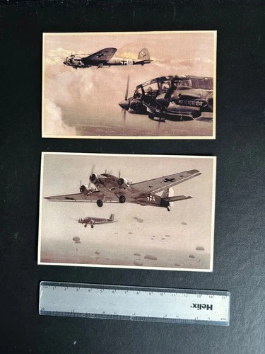 2 x WW2 WORLD WAR VINTAGE GERMAN AIRCRAFT PHOTOS POSTCARDS? BERLIN ARCHIVE STAMP