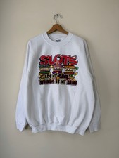 Vintage Casino Gambling Slots Graphic White Sweatshirt - Large