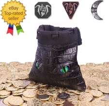 145PCS Metal DND Coins & Leather Bag, Contains 60 Gold Coins, 40 Sliver Coins, 4