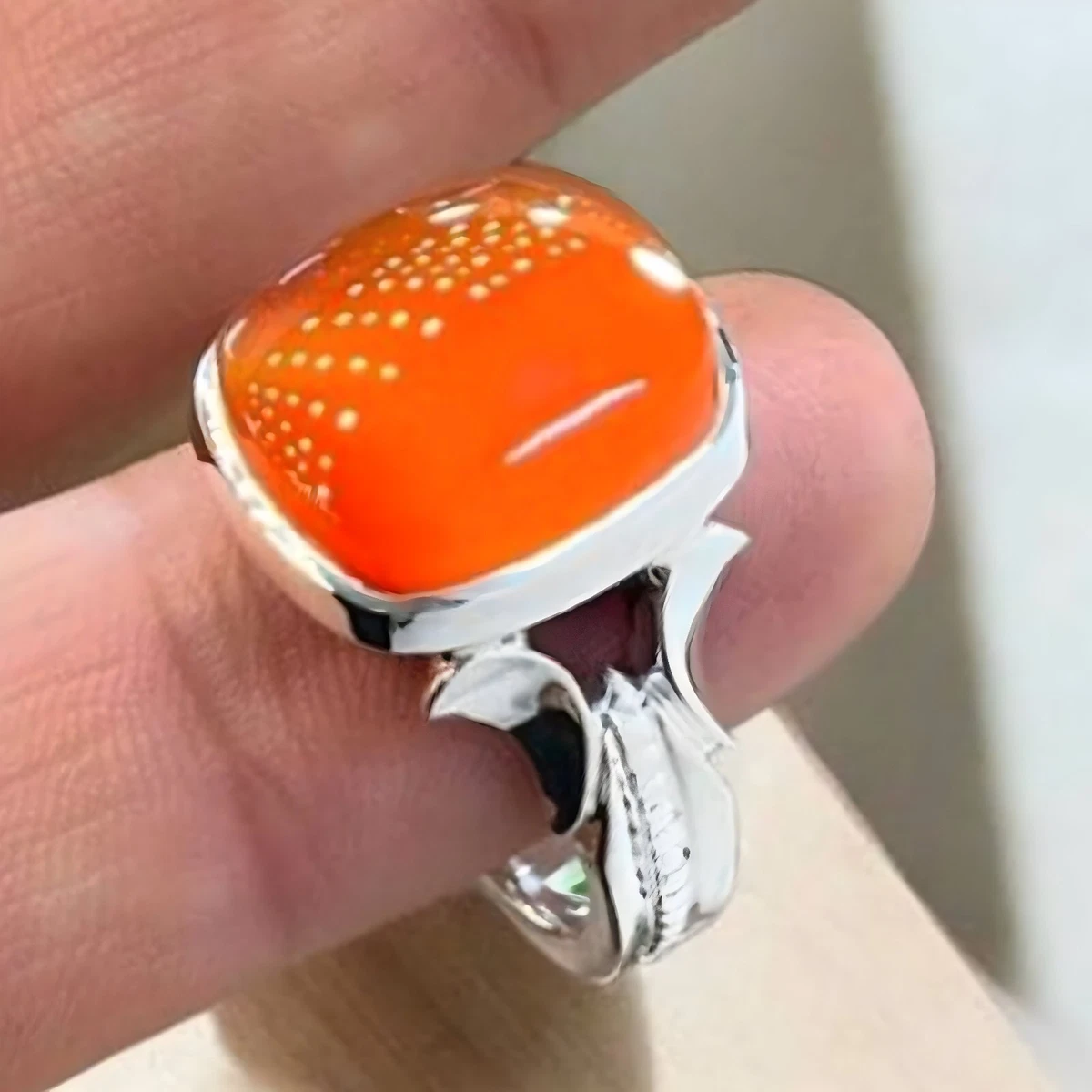 Orange Stone Sterling Silver Rings for Men for sale | eBay
