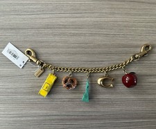 NWT Coach New York Motif Chain Bag Charm Apple Pretzel Taxi Brass Multi CCX50