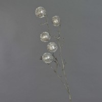 Artplants Kunst Edeldistel Zweig Robby, Silber, 100Cm, Ø6Cm
