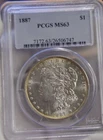1887 US Morgan Silver Dollar $1 PCGS MS63