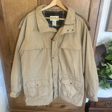 90s Eddie Bauer Vintage Mountain Parka Removable Hood Wool Lining Tan