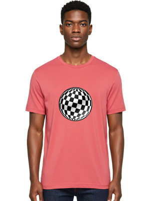 Checkered-Sphere-3 Mens Graphic Tee, 100% Cotton, Casual Summer Wear