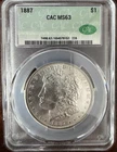 New Listing1887 Morgan Silver Dollar $1 CAC MS63 0.9 Fine Silver Business Strike Phila