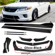For Honda Accord Coupe Front Bumper Lip Chin Spoiler Side Skirt Body Kit Glossy