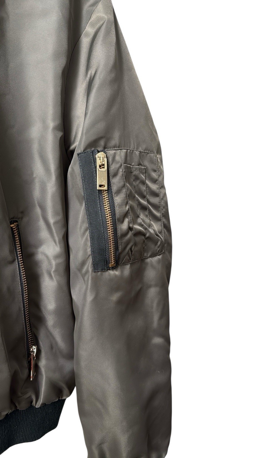 Zara Basic Outerwear Dark Olive Green Bomber Jack… - image 3