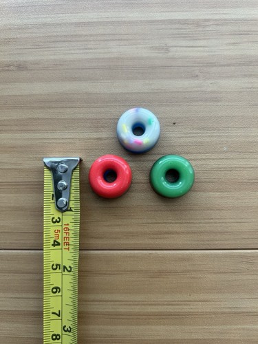 3 Pack Donut EDC Resin Lanyard Beads Red White Green