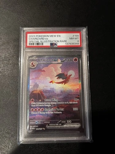 2023 Pokémon Charizard ex 199/165 Scarlet & Violet 151 SIR Holo PSA 8