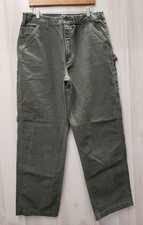 Carhartt Pants Mens 36x36 Green 100 Cotton Orig Fit Canvas Carpenter B11 MOS