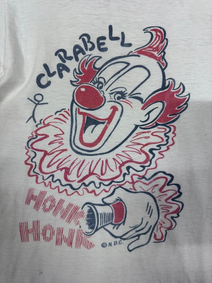 Camiseta Clarabell Clown Howdy Doody Ringer de la década de 1950 para hombre ropa vintage pequeña Foto 2 de 4