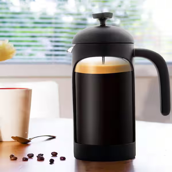 OVENTE 34oz 4-Cup Black French Press Coffee Maker Black