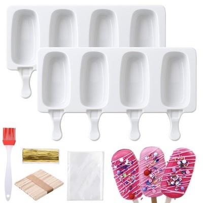 Juome Cake Pop Mold Kit, 2 Pack 8 Cavities Cakesicle Molds Silicone with 100 ...