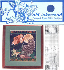 Old Lakewood THE OWL AND THE PUSSYCAT Cross Stitch Pattern Only RARE  cat / moon