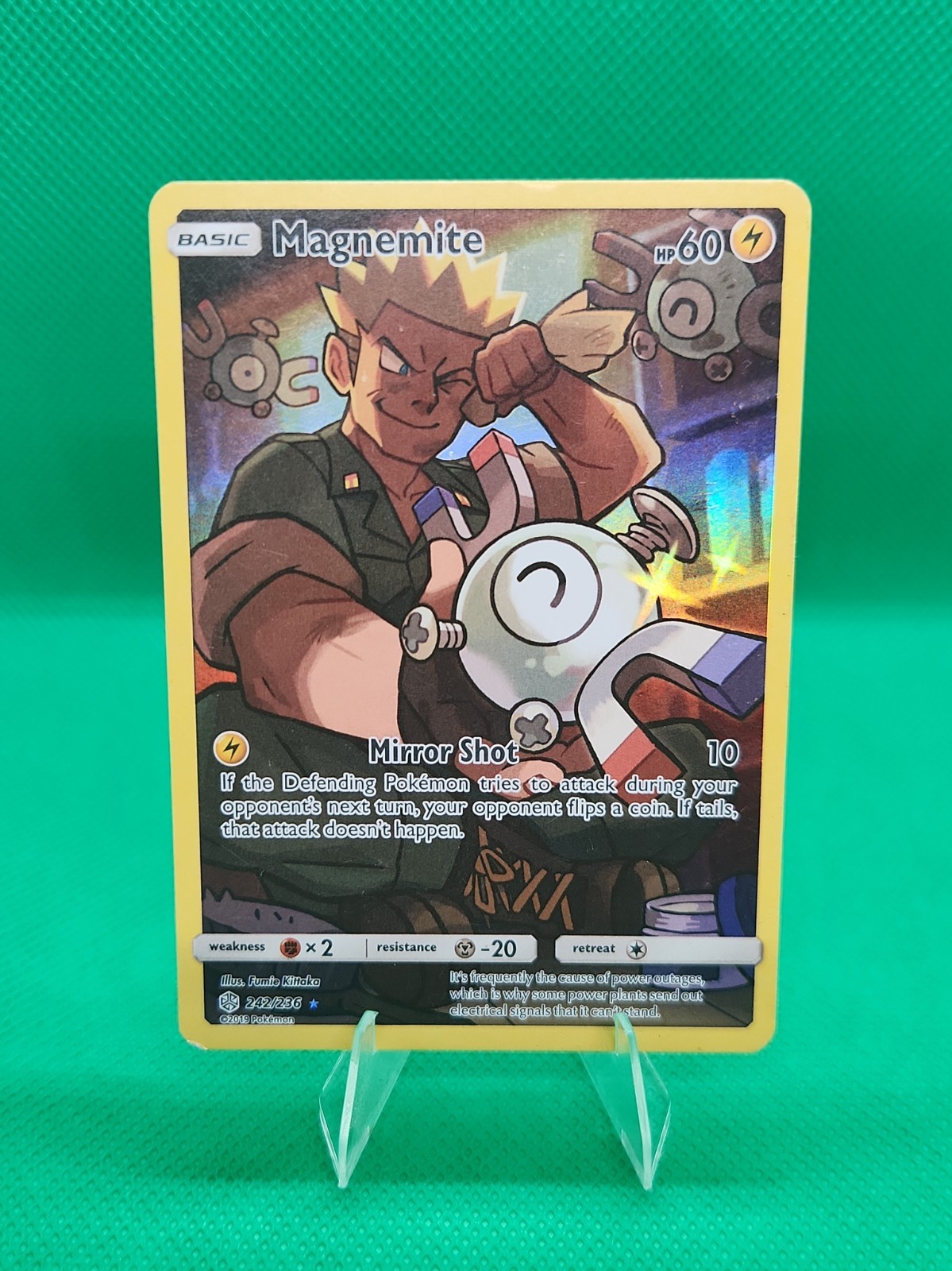 Pokemon TCG Magnemite Full Art Rare Card Secret, 242/236, Sm-Cosmic Eclipse Holo