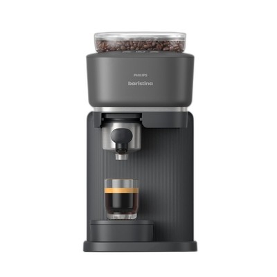 PHILIPS BARISTINA ESPRESSO MACHINE, GRIND, TAMP & BREW COFFEE Beans - BLACK