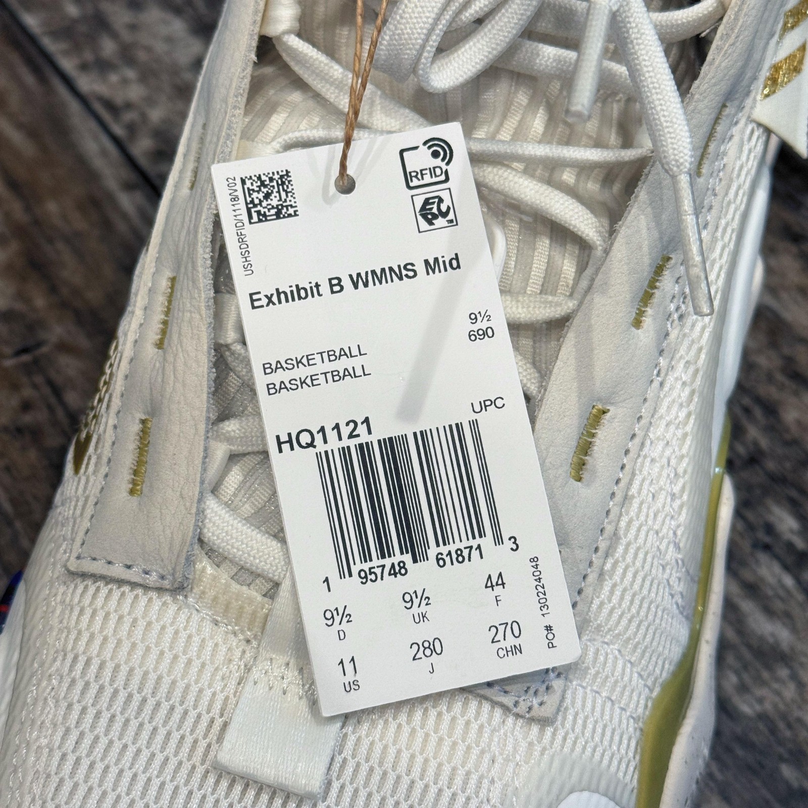 Adidas Exhibit B WMNS Mid Shoes Womens Size 11 White Gold Basketball HQ1121 NEW thumbnail 4