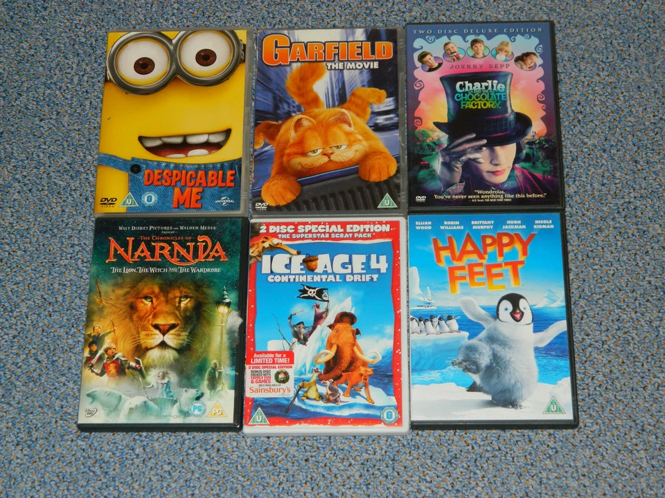 6 Kinder DVDs: ICE AGE, Garfield, NARNIA, Charlie Chocolate Factory, Happy Feet - Bild 2 von 4
